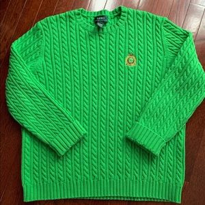XL Bright Green Ralph Lauren Cable Knit Sweater